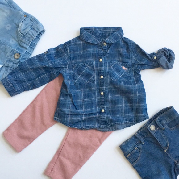 Zara Other - 🎉2xHP | Zara BabyGirl Blue Plaid Button Up Shirt